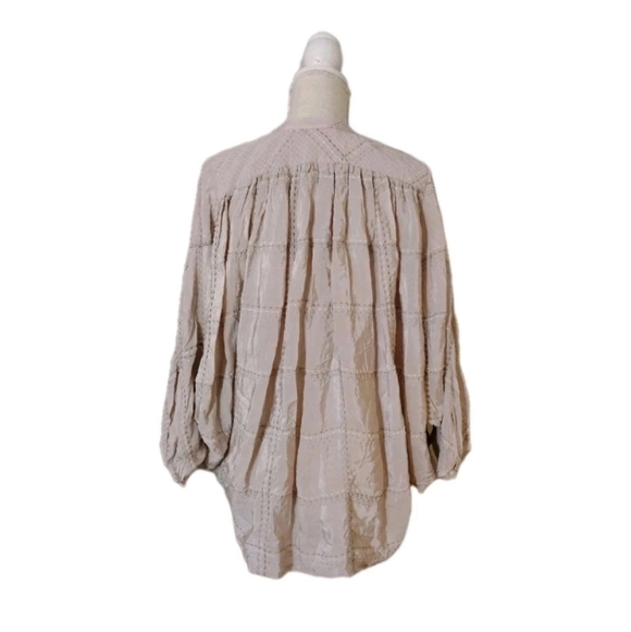 Anthropologie Sarabeth Textured Button Down Blouse Size S Pink Oversized - Picture 4 of 6